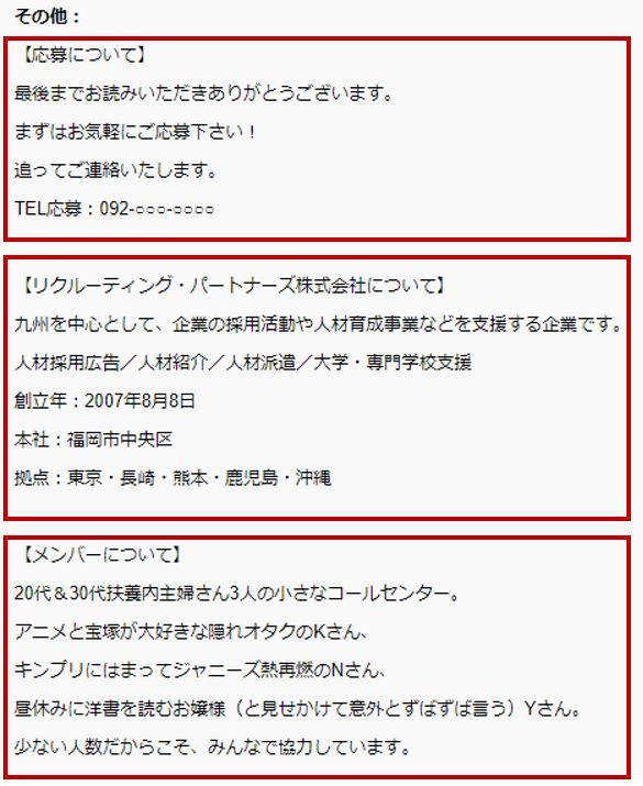 良い求人票の例。会社紹介などの必須ではない項目も丁寧に記載されている